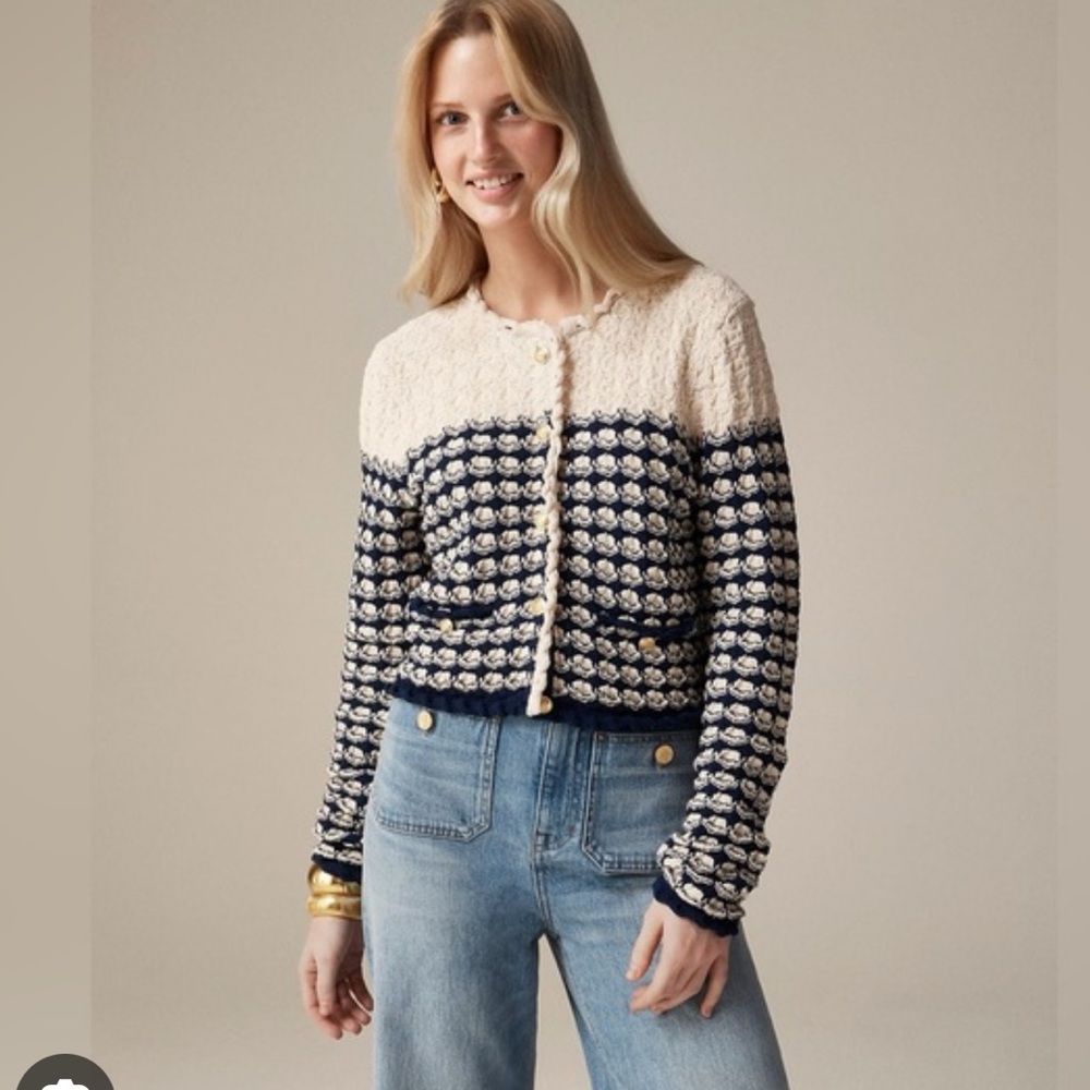 J.Crew Textured Crochet Cardigan